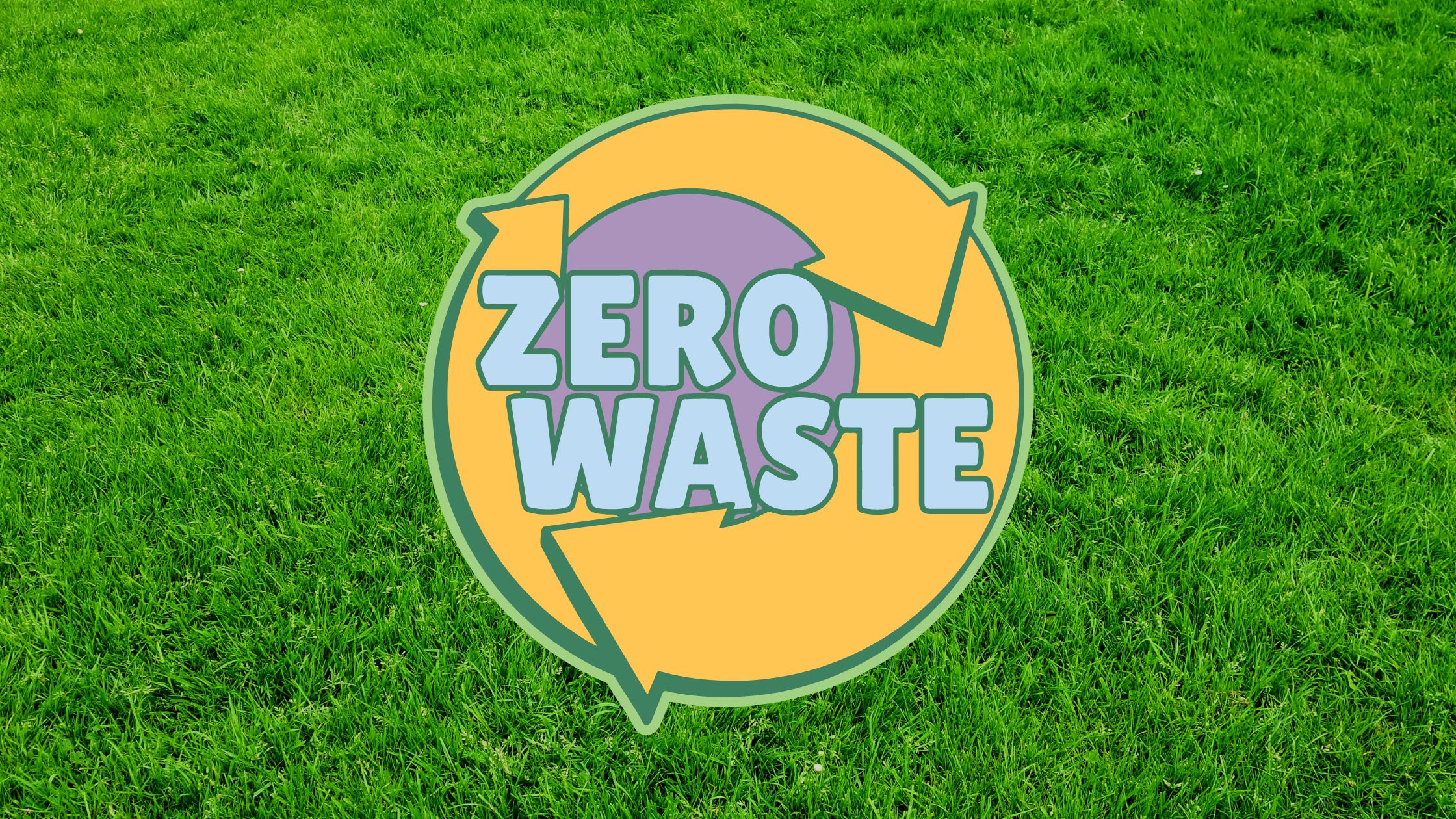 zero waste symbol in front of grass